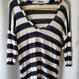 Testament Navy and White Striped Top